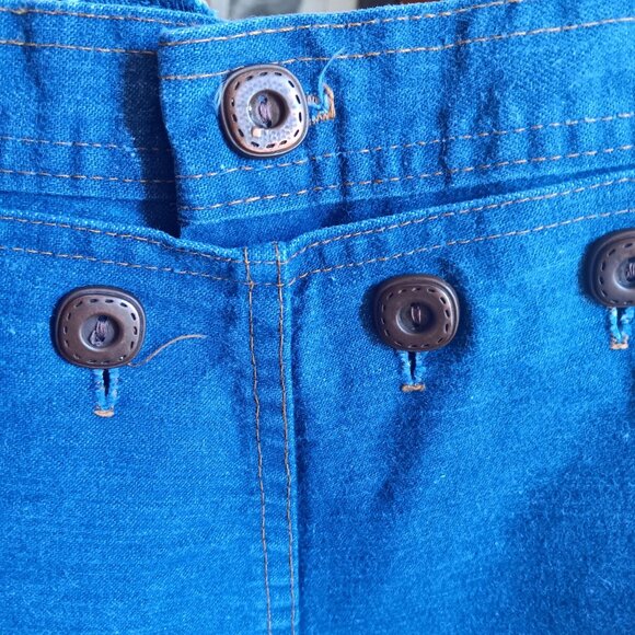 7 23W Vintage 1970's Denim Boho A-Line Copper Buttons High-Waisted True Boho USA - Picture 4 of 7